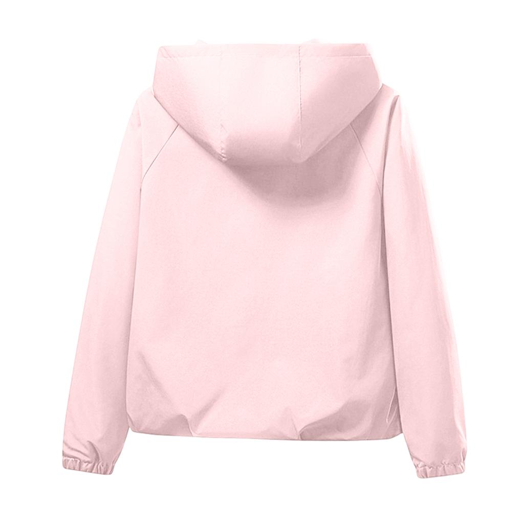 Leichte Kapuzenjacke für Damen, lässige lockere Passform, Outdoor-Windjacke, schlichtes Design, Pendler-Oberbekleidung, einfarbiger Stil, Frühling Herbst