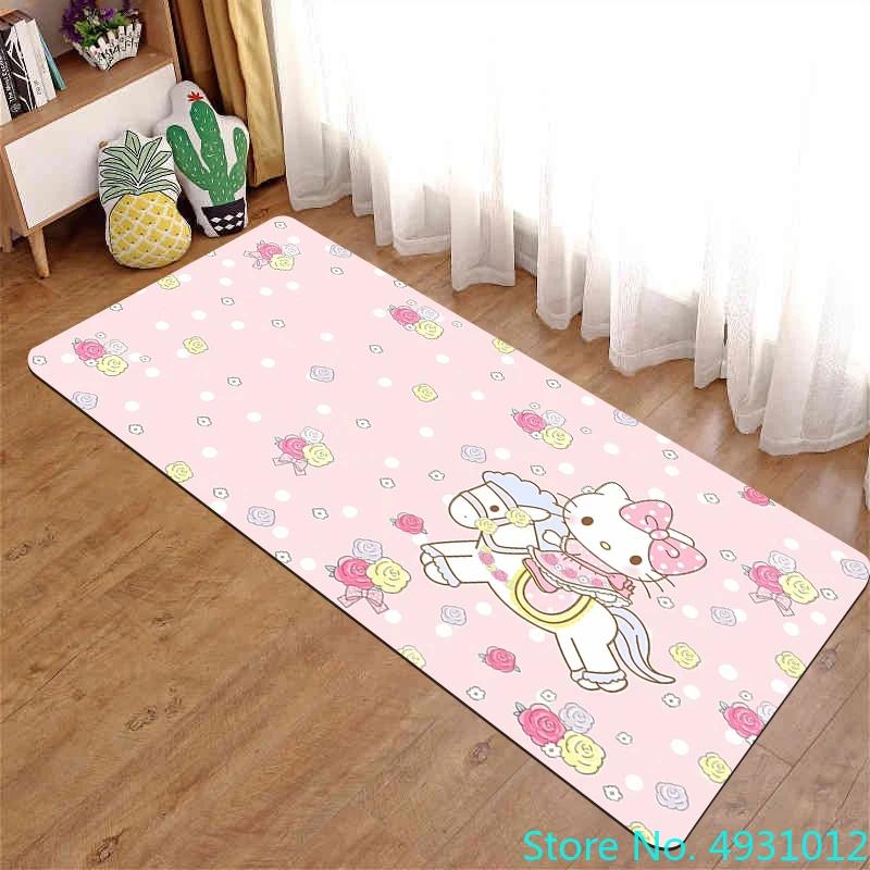 Anime Cartoon Kawaii Hello Kitty Rug Carpet Living Room Bedroom Bedside Decoration Soft Baby Kids Children Anti Slip Floor Mat
