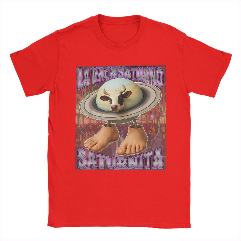 Casual T-shirt Sommar Saturnita La Vaca Saturno Italiensk Hjärnröta Mode T-shirts Tee Shirt för Man Kortärmade Tees