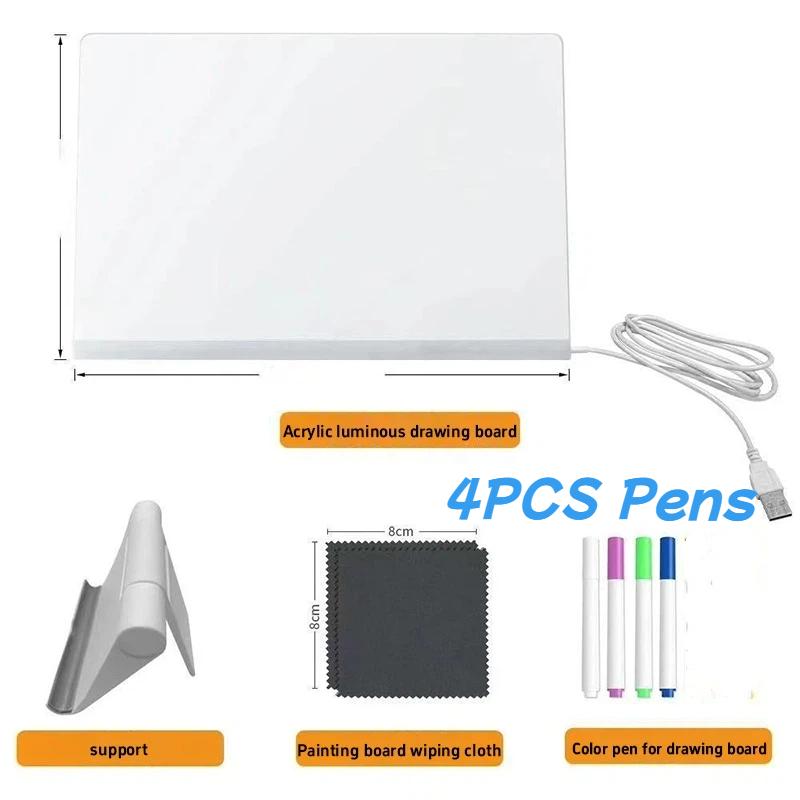 Magic Glow Kids Drawing Board: Reusable LCD Tablet Erasable Light-Up Doodle Pad for Ages 3-6+ Fun Educational Toy Menu Board