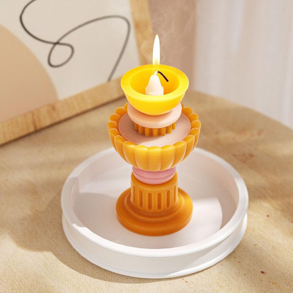 Silicone Candle Molds Crafting Molds Unique Candlestick Moulds Silicone Texture Perfect for Home Decors and Celebration