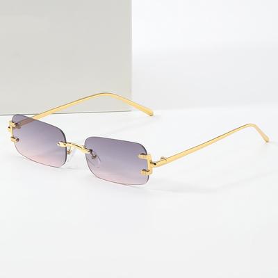 Lunettes de soleil carrées à monture invisible pour femmes et hommes, design de marque de luxe, lunettes de soleil pour femmes, tendance, mode, vintage, métal, verres teintés, UV400