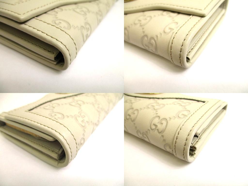 Authentic GUCCI Interlocking G Off White Leather Bifold Long Flap Wallet #706  Open box