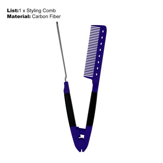 Styling Comb Gentle Edges Carbon Salon Grip Pevný kartáč na vlasy ve tvaru V pro