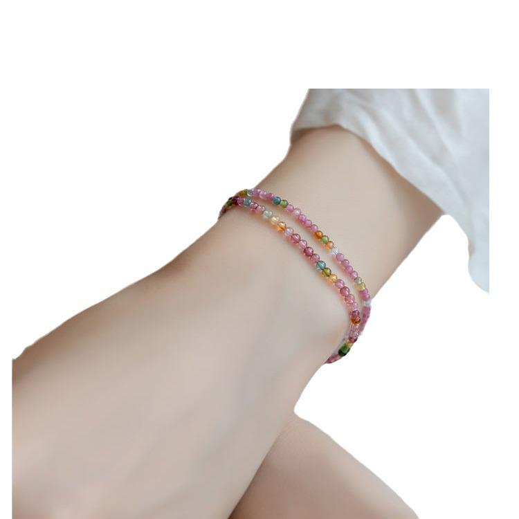 Women's Natural Tourmaline Non-Fading Beaded Bracelet: Washable, Stackable, Fresh, Sweet Style