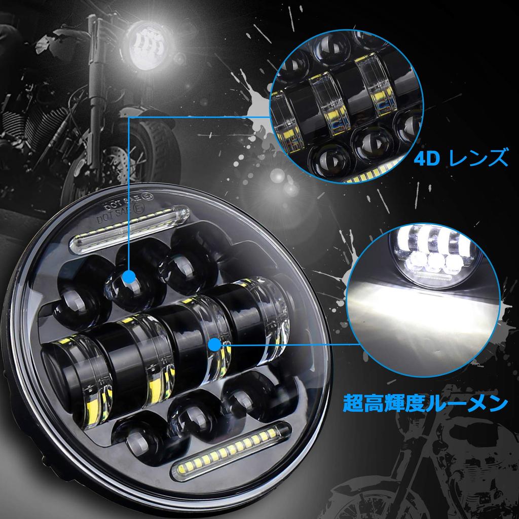 MOVOTOR 5.75-inch 66W LED Headlight with Hi/Lo Beam, DRL and Daytime Running Lights for Harley-Davidson (1 Headlight)