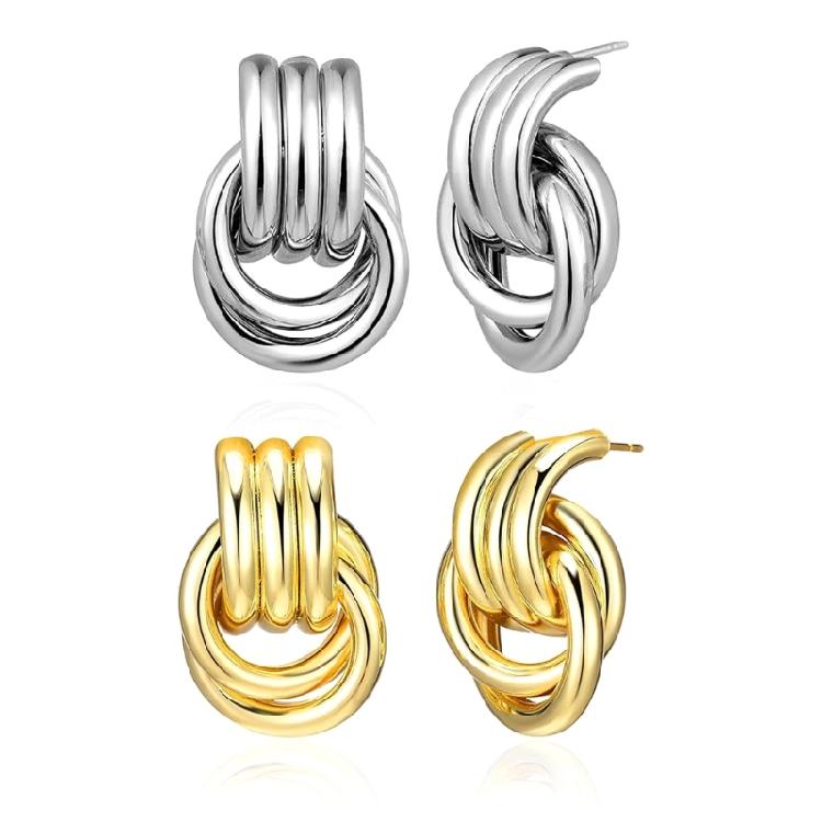 Boucles d'oreilles Clous Modernes Clous d'oreilles Multifonctionnels Texture Cuivre Bijoux pour le Bureau Adaptés aux Femmes à la Mode Cadeau