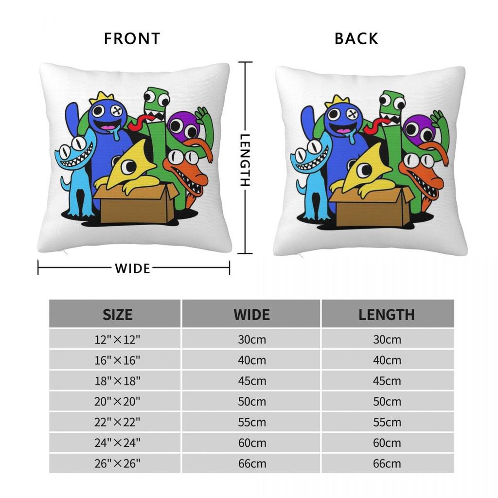 Rainbow Friends Cyan And Yelllow Square Pillowcase Polyester Linen Velvet Creative Zip Decor Home Cushion Cover