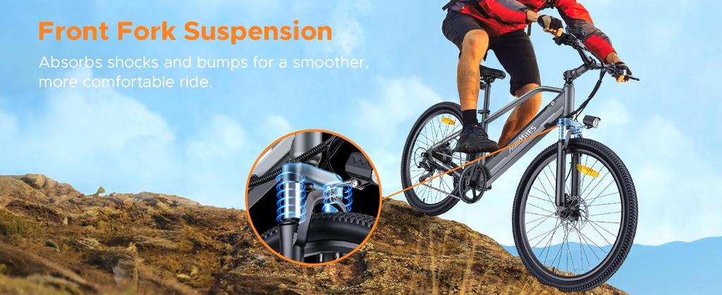 HillMiles MileTrail Electric Bike: Power Through City Streets and Trails with 250W Motor, 36V 13Ah Battery, 25 Km/h Top Speed and 120 KM Range