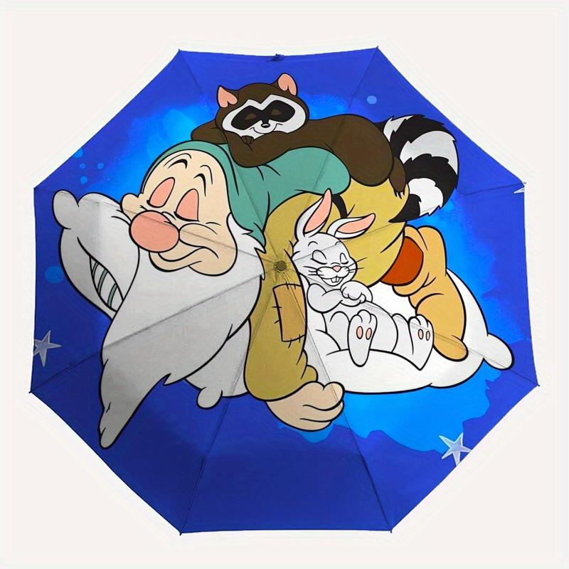 Sleepy,Raccoon,Rabbit Fashion Umbrella, Automatic Opening and Closing Cartoon Design, Iron Ribs and Handle, 8 Ribs, Suitable for All Occasio
