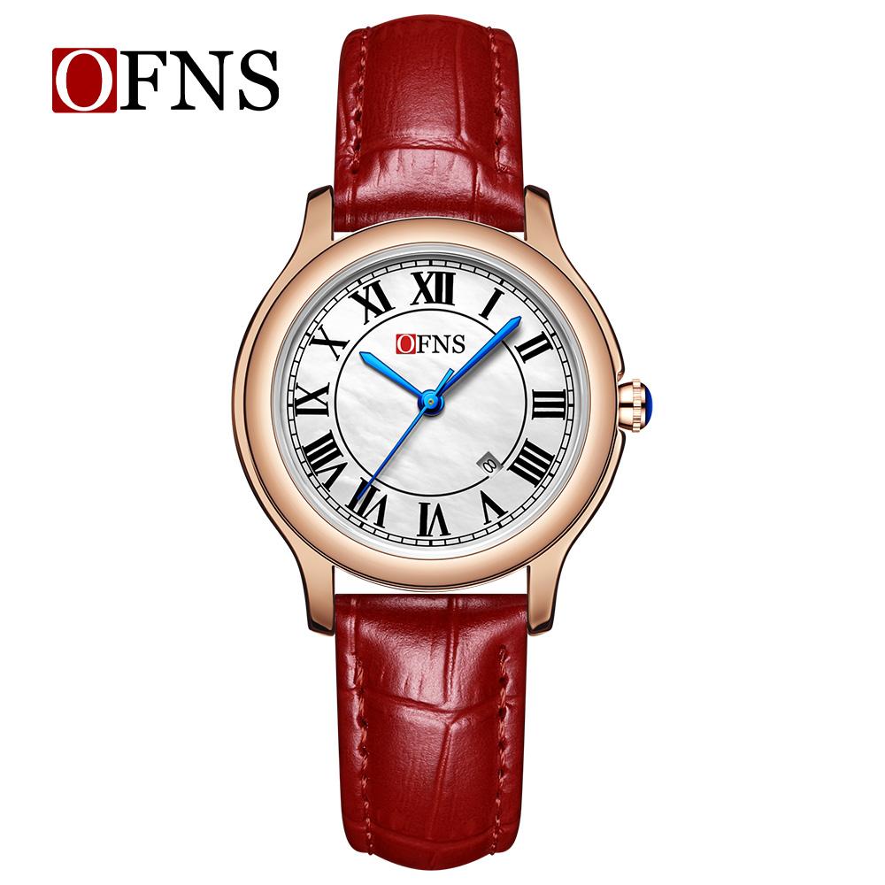 OFNS 1551 Quartz Waterproof Calendar Mother of Pearl Light Luxury Niche High-end Retro Women's Quartz Watch
