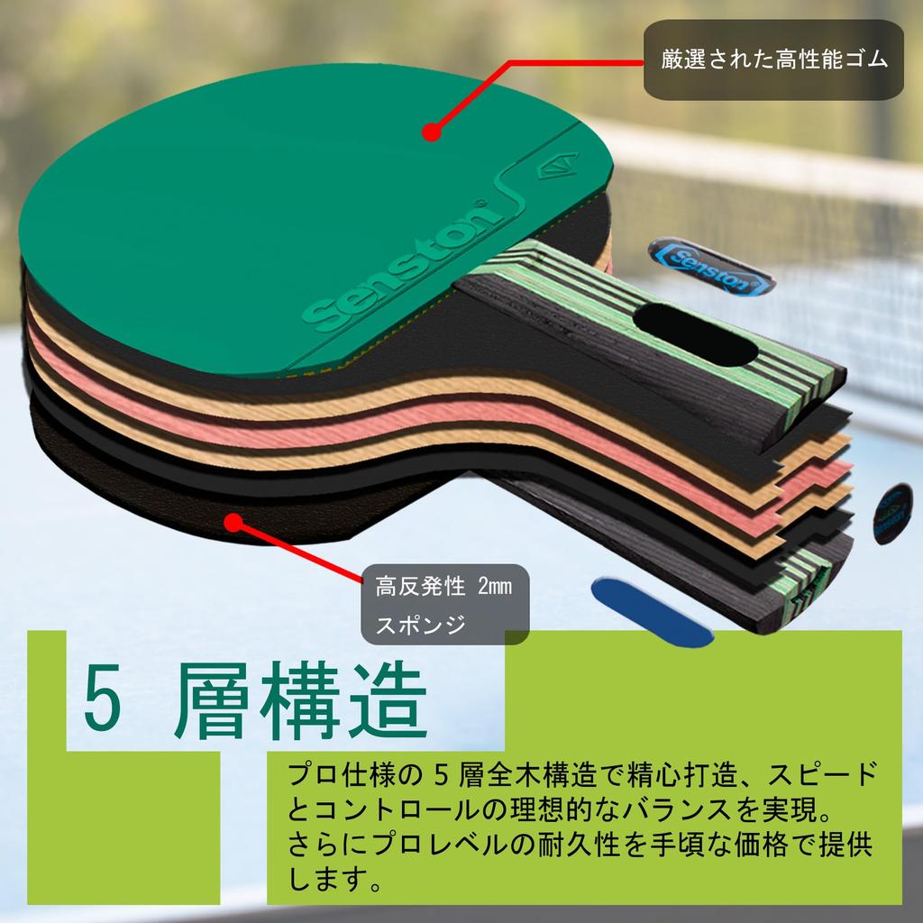 Senston Table Tennis Set: Includes 2 table tennis rackets, 1 portable bag, and 3 ping pong balls. Suitable for beginners, intermediate, and advanced p