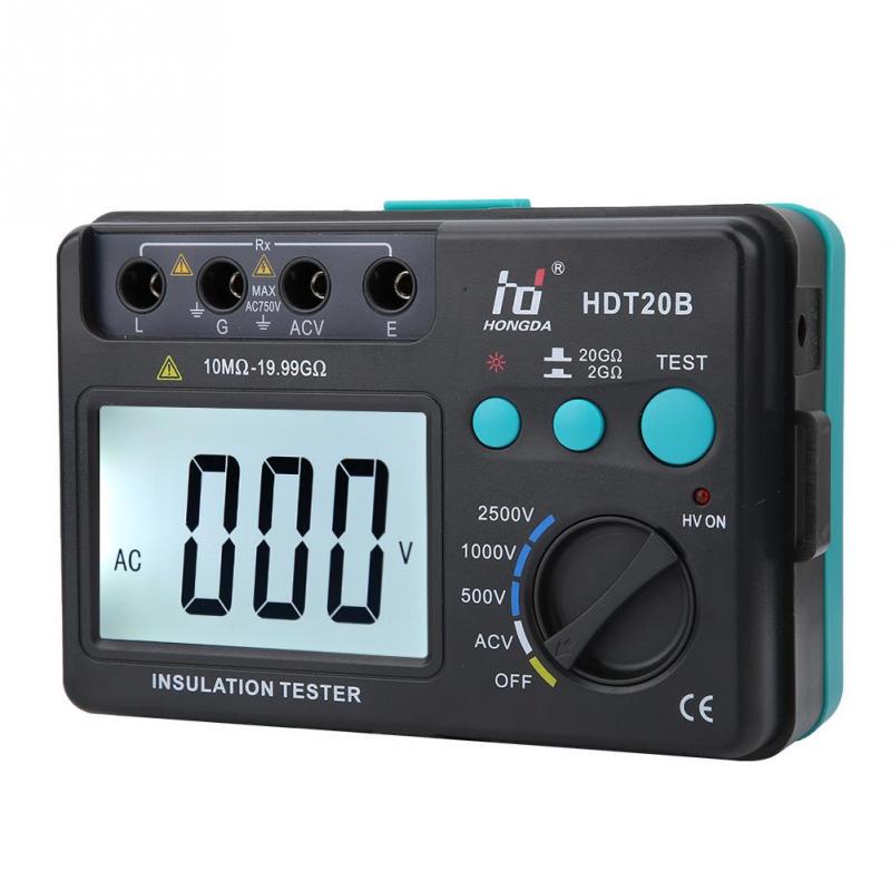 HYY-YY Insulation Resistance Tester HDT20B 2500V Digital Insulation Resistance Tester Auto Range ohm Megohmmeter Without Battery delivery HYY-YY Insulation Resistance Tester HDT20B 2500V Digital Insulation Resistance Tester Auto Range ohm Megohmmeter Without Battery delivery