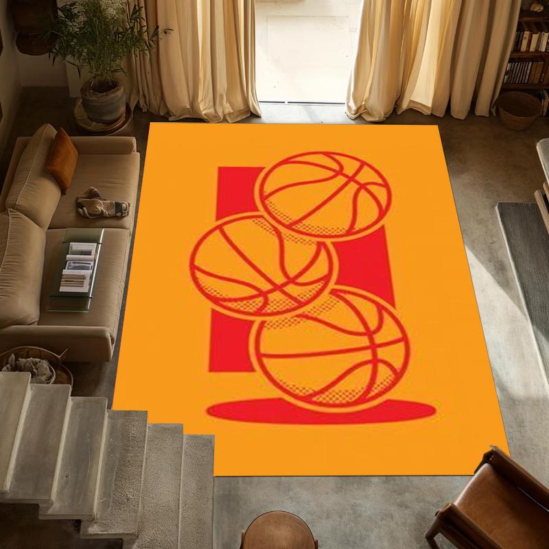 

Basketball Fan Living Room Rug Orange Basketball Pattern Modern Home Decor Carpet Soft Non-Slip Floor Mat for Bedroom 40X60cm