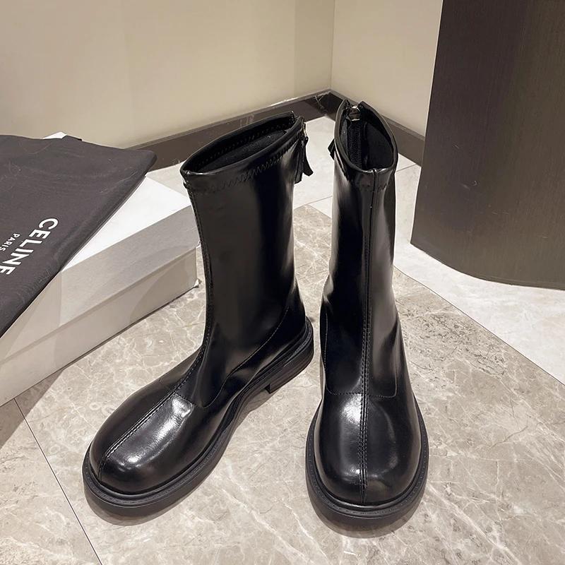 Hot Selling New Square Toe Winter Women's Ankle Boots Fashion Women's Flat Heel Low Heel Shoes Boots Low Heel Warmth