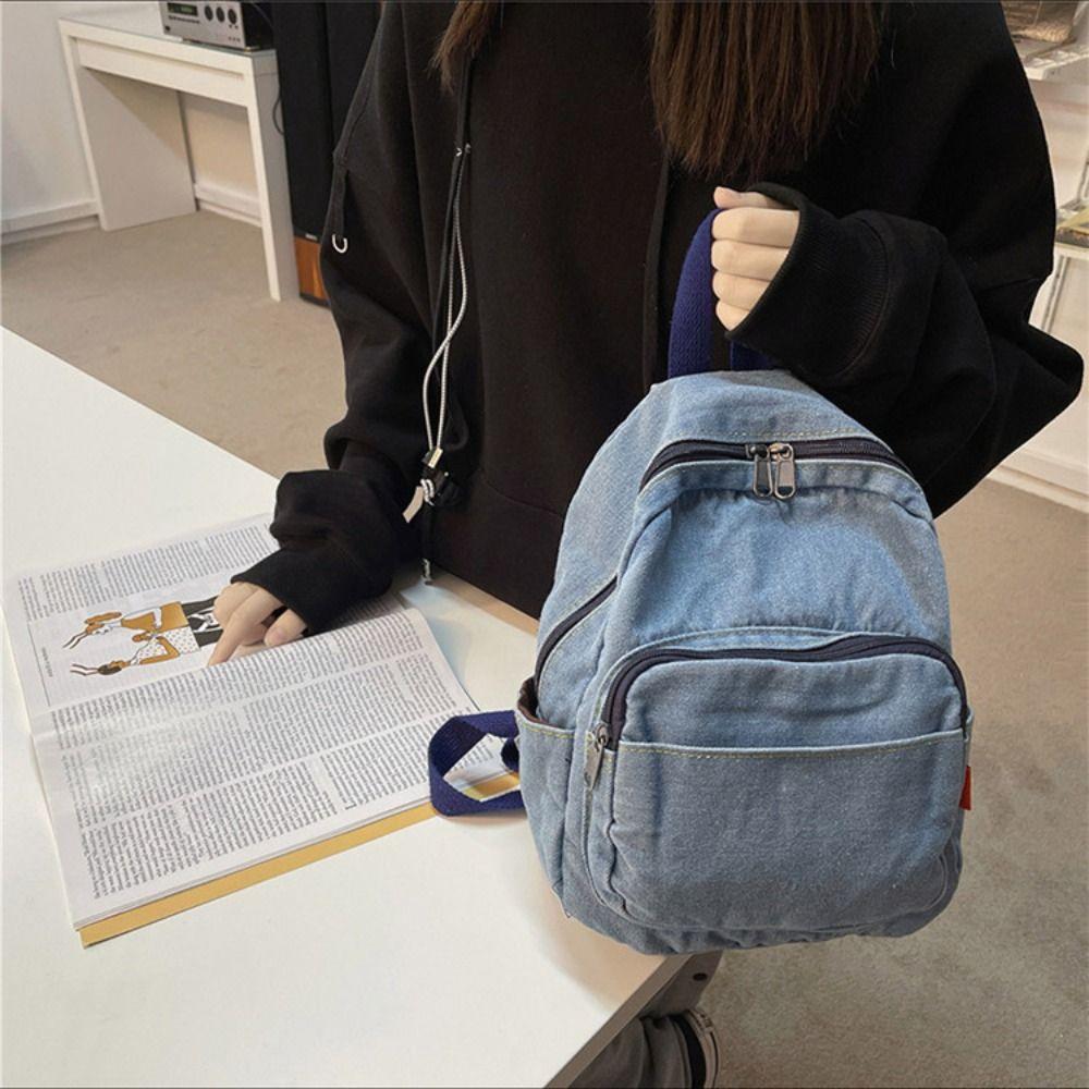 Japanese Style Vintage Handbag Y2K Solid Crossbody Bag Casual Denim Backpack  Women&Men
