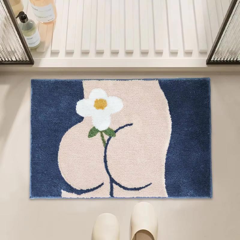 

VIKAMA Bathroom Rug- Flannel Soft Toilet Door Mat - Bathroom Entrance Floor Mat - Bathroom Sink Area Carpet Home Decoration 40X60CM (1.3X2FT