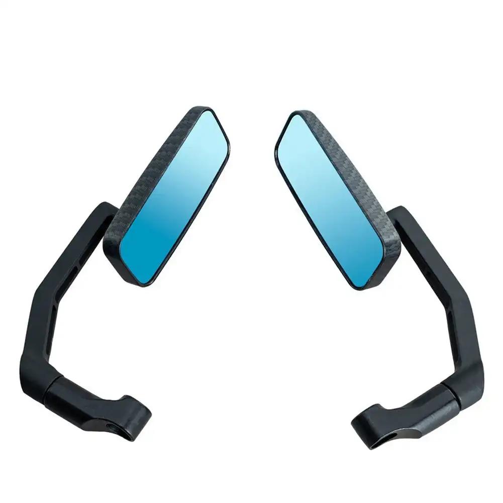 1 Pair Motorcycle Bar End Side Rearview Mirrors For Scooter ATV Motorbike Bike Handlebar Anti-Glare Blue Glass Rear View Mirror