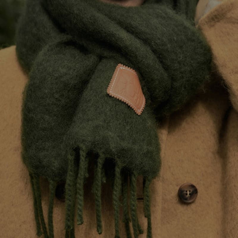 WISELY FROST MOHAIR Wool MUFFLER_GREEN