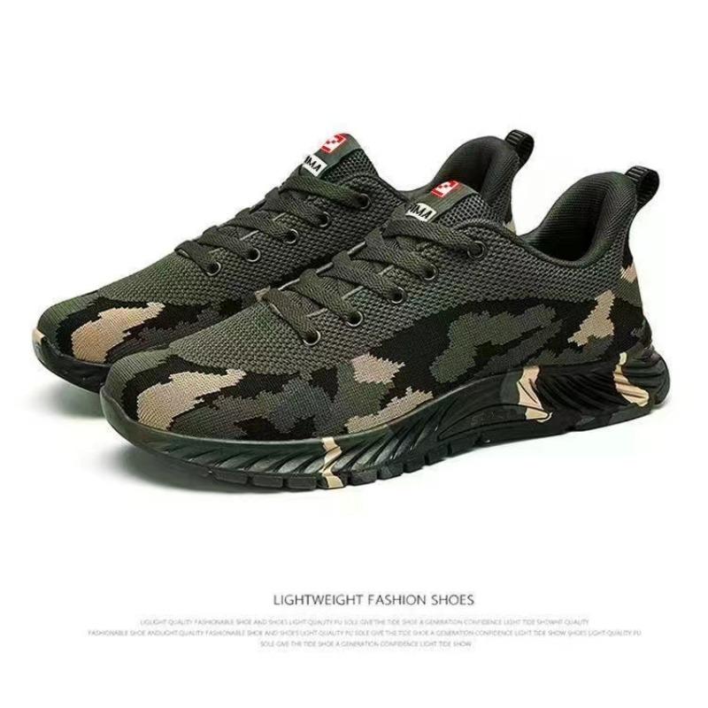 Camouflage Flyknit Sports Shoes Outdoor Mountaineering Casual Shoes Student Comfortable Training Shoes