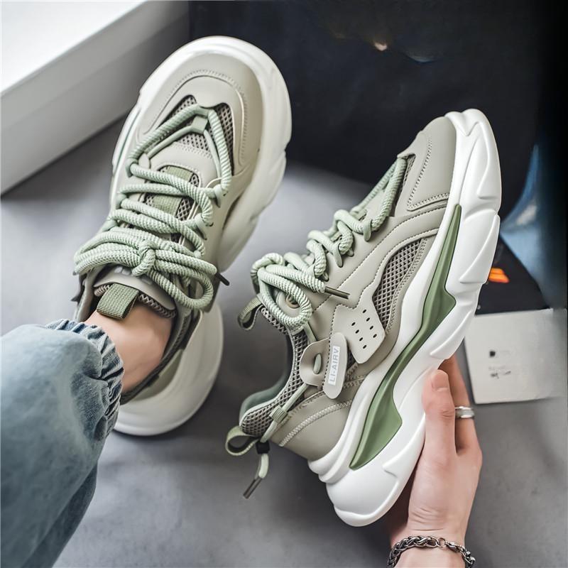 Men's Shoes Summer Mesh Breathable Sports and Leisure Running Shoes Thick Soled Height Increasing Shoes