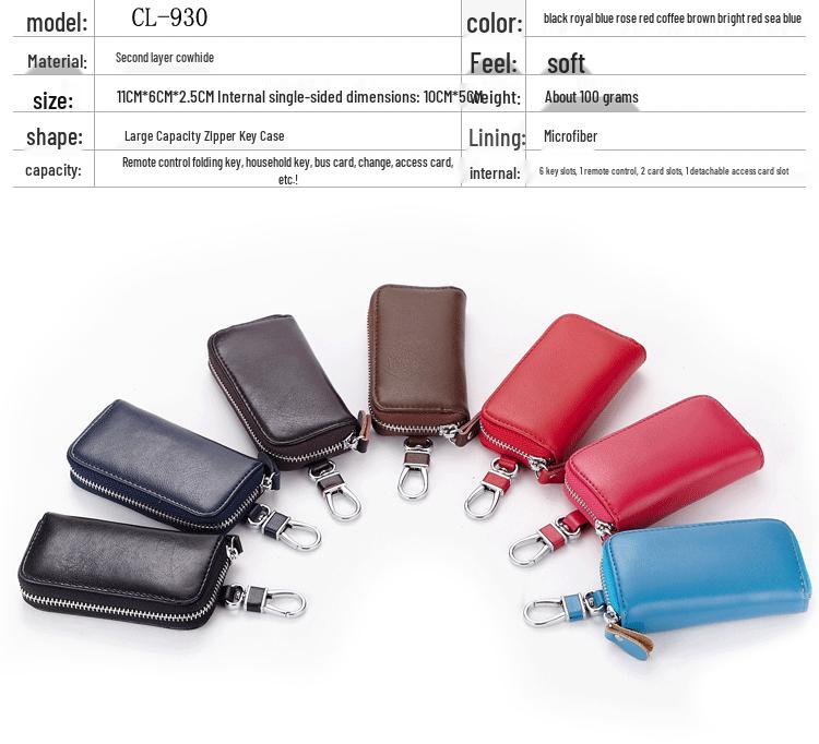 Trendy Unisex Genuine Leather Large Capacity Car Key Case
