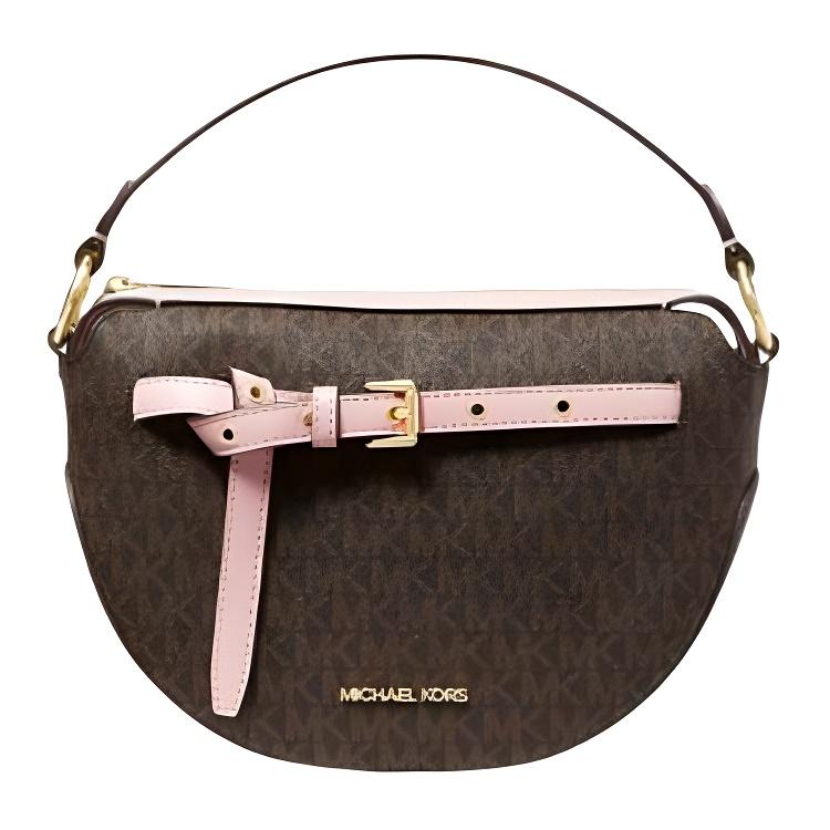 

Michael Kors MK Emilia Monogram Heart Logo Print Canvas Crossbody Shoulder Bag Medium Women handbags Brown Pink 35S1GU5C6B-POWDER-BLUSH Basic Set (Bag+Dust Bag)
