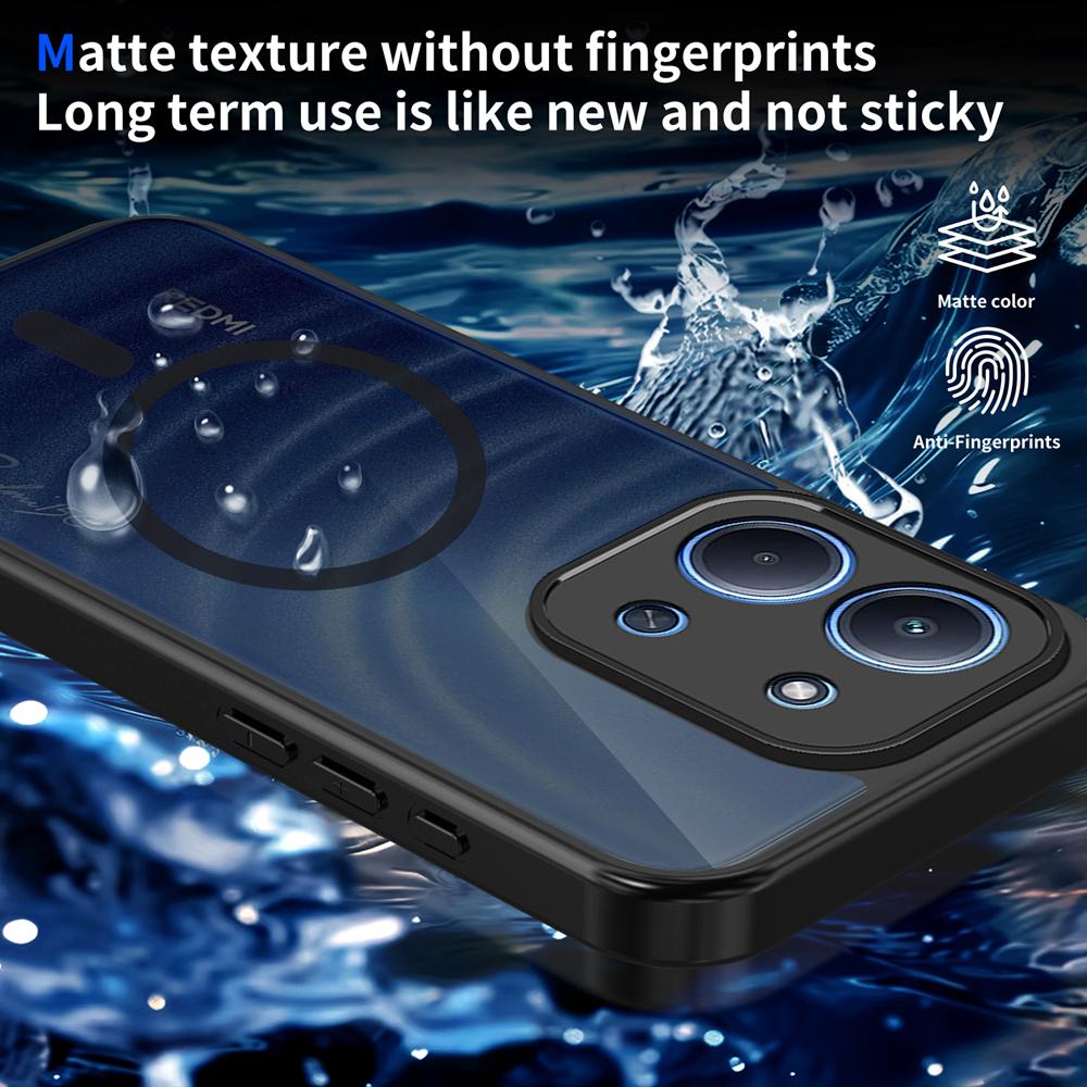 KEYSION Magnetic Phone Case for Xiaomi POCO C85 Silicone+PC Matte Translucent Clear Shockproof Back Cover for Redmi 15C 171mm