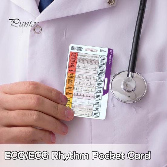 1/4Pcs Transparent EKG Calipers Reference Badge ID Cards Waterproof Wear-Resistant Mini Size EKG Interpretation Rulers