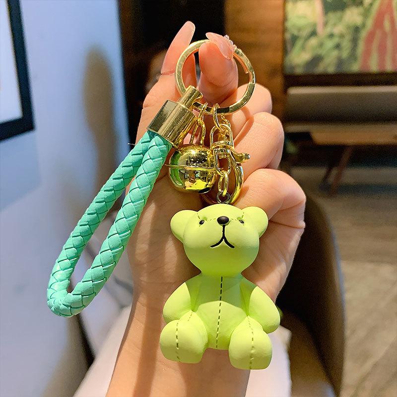 Creative Resin Muppet Bear Keychain Pendant Female Cute Couple Bear Car Key Chain Bag Pendant
