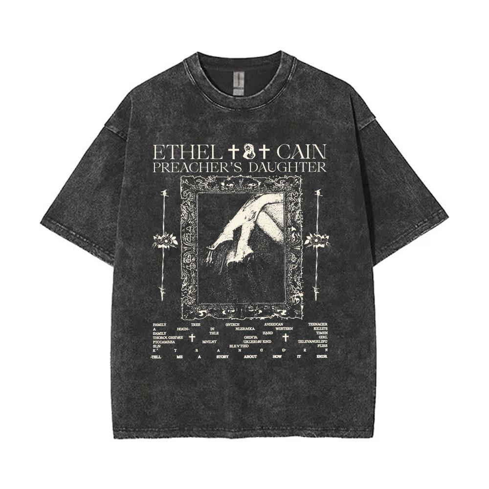 T-shirt Vintage Lavata Ethel Cain If You Love Me Keep It To Yourself Uomo Donna Hip Hop Moda Gotica Manica Corta T-shirt Top