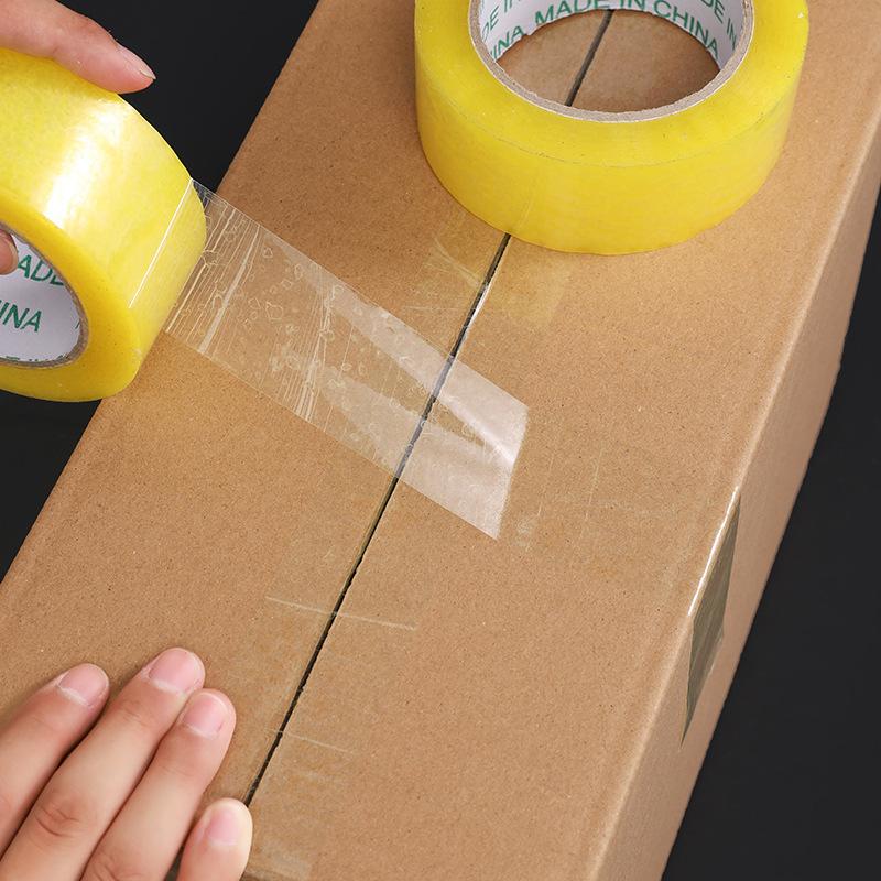 100 Meters Transparent Tape High Viscosity Is Not Easy To Break Large Yellow Tape Express Packaging Box with Sealing Tape
