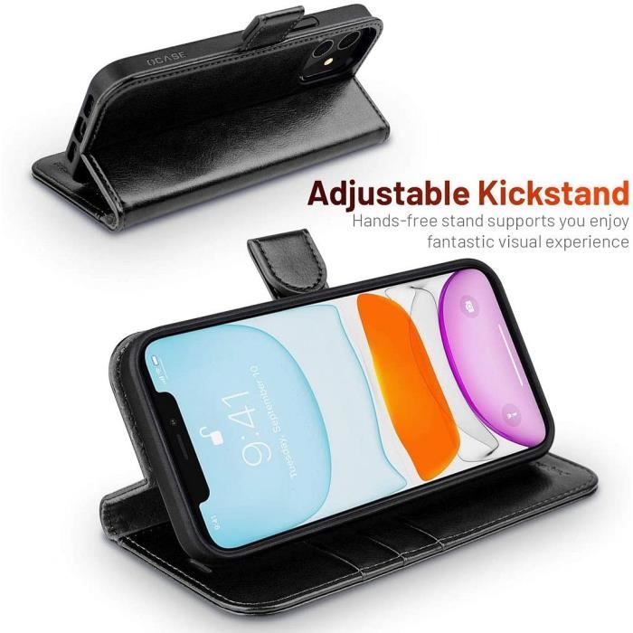 Coque rabat effet cuir noir pour iphone 13 mini (5.4'') proshop