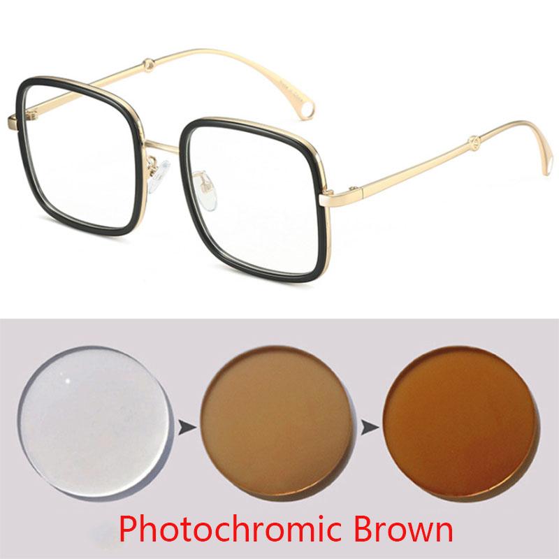 -1.0 -1.5 -2.0 -2.5 -3.0 Bis -6.0 Damen Herren Mode Quadratische Kurzsichtigkeitsbrille Übergroße Brille Studenten Metall Klare Gläser
