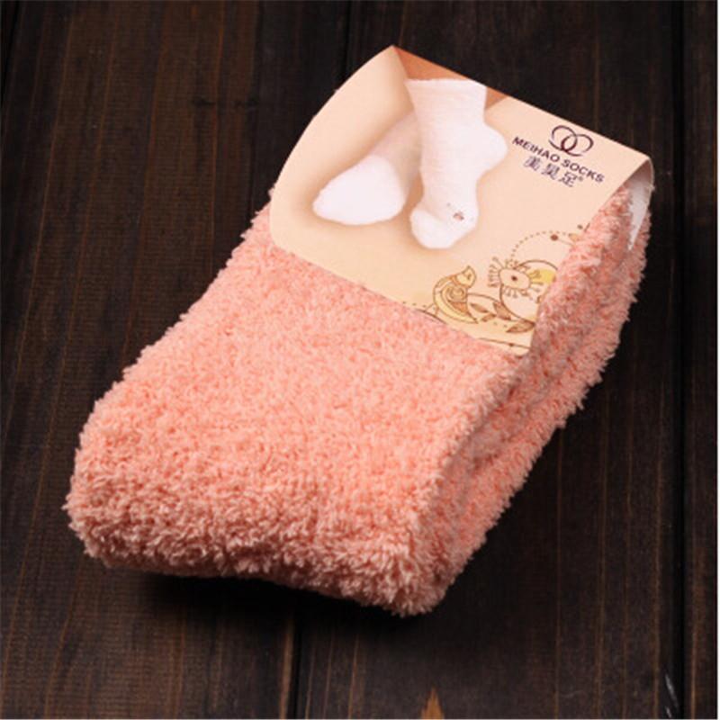 Cute Socks Women Bed Socks Pure Color Fluffy Warm Winter Kids Gift Soft Floor Home Accessories Funny Socks New Year's Gift