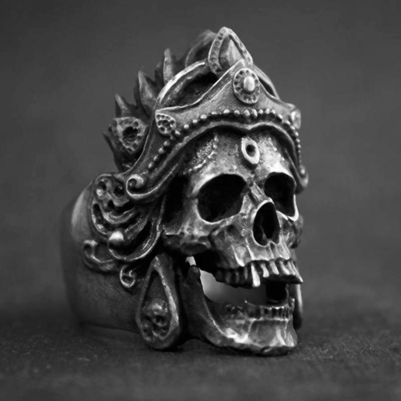 

Unique Indian Crown Skull Ring Domineering Skull Ring 13