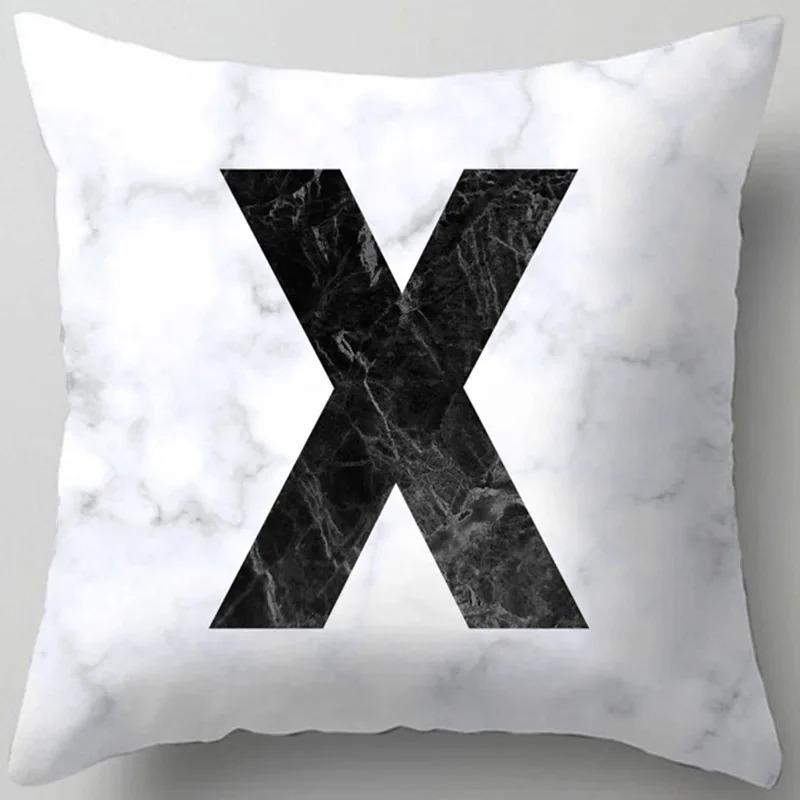 Home Decor Marble Letter Printed Pillowcase Decorative Pillow Sofa Cushion Cover