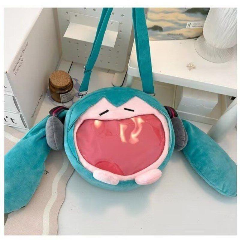New Anime Q Version Hatsune Miku Funny Crossbody Ita Bag, Creative Cartoon Cute High-Aesthetic Japanese Style Plush Shoulder Bag