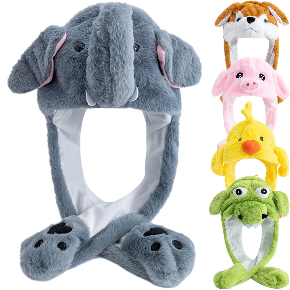 Unisex Funny Ear Hat Animal Elephant Couple Cute Ear Moving Up Cap Men Women Rabbits Ears Plush Winter Lovely Hat