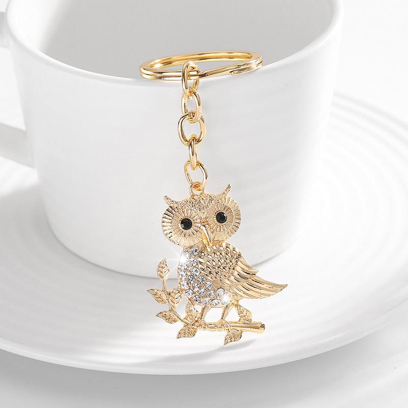 Stylish Owl Rhinestone Keychain: Women s Bag & Car Key Accessory золотой