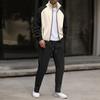 Men  Waverg  Zipper  Pocket  Flip Collar  Self-Cultivation  Cardigan  Jacket  Set