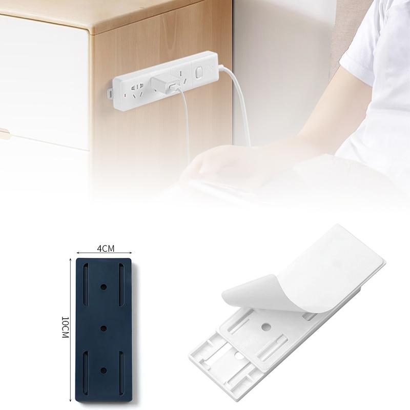 Wall-Mounted Plug Fixer Sticker Punch-free Home Self-Adhesive Socket Fixer Cable Wire Organizer Power Strip Holder