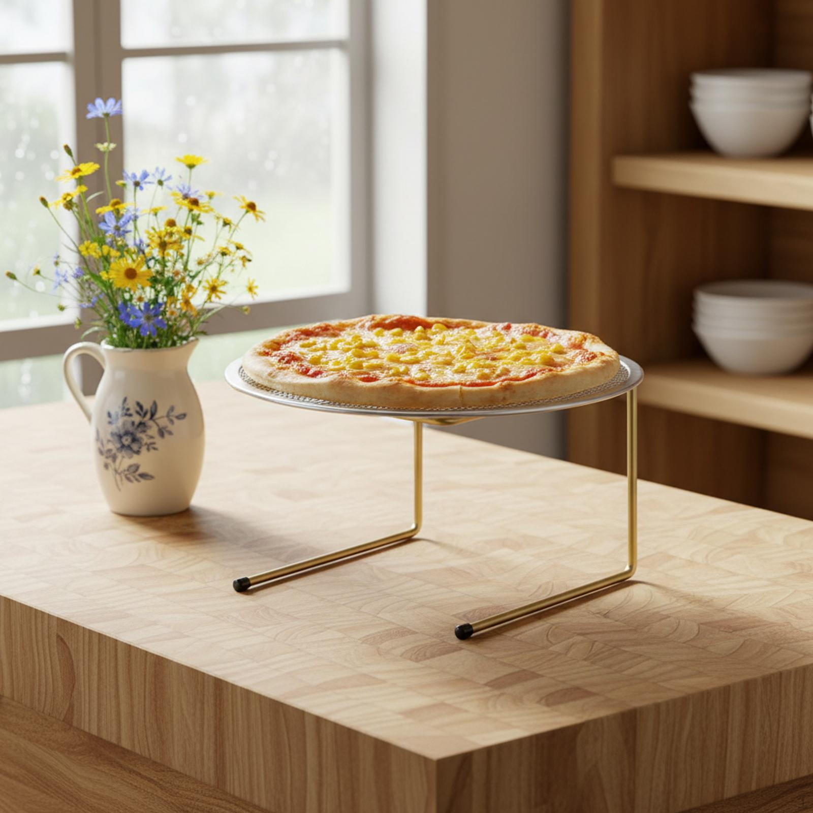 

4Pcs Pizza Pan Food Serving Display Stands Tabletop Racks Portable Holders for