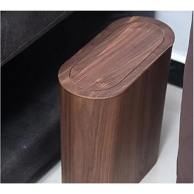 Papirkurv i massivt tre Nordisk treavfallsbøtte Stor kapasitet med lokk Kjøkkenavfallsbøtte Kreative kjøkkenoppbevaringsartikler