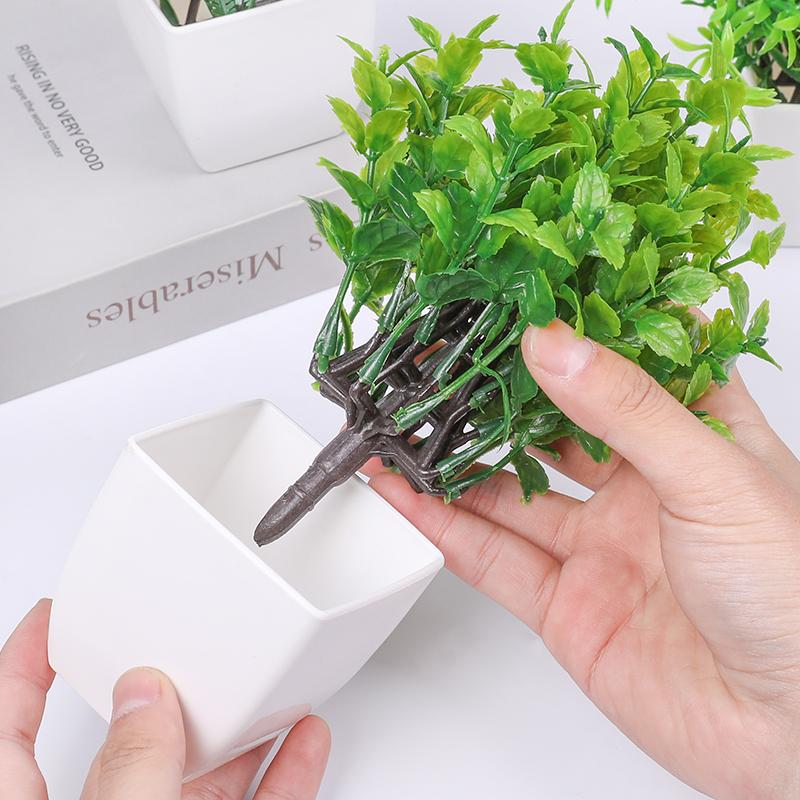 1Set Artificial Green Bonsai Eucalyptus Flower Potted Plant for Home Garden Table Decoration Indoor Bedroom Office Fake Plant