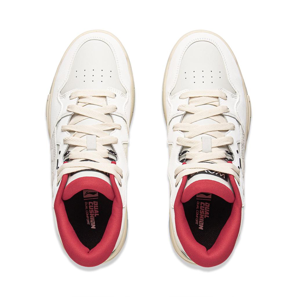 Li Ning Wave MID Abrasion Resistant, Lightweight, Balanced Mid top Skateboard Shoes Unisex White Gray AGCV265-1