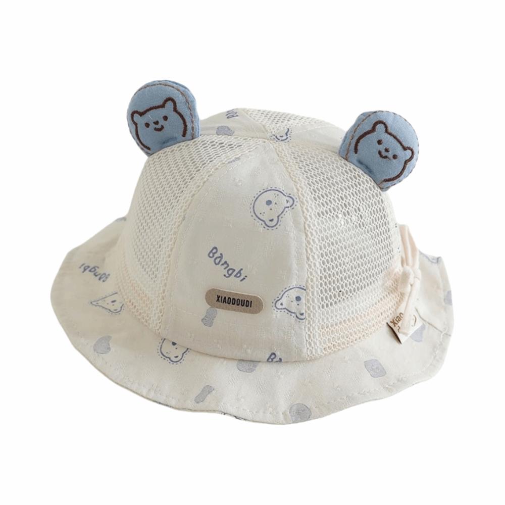 Cartoon Infant Mesh Hat Mesh Toddler Bucket Hat Thin Children Fisherman Hat Summer синий