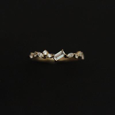 18K Gold-Plated Minimalist Zircon Sterling Silver Square Ring for Women
