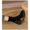 Women's Square Heel Ankle Boots Autumn Winter Chain Black Fashion Long Knee-high Boots Women Shoes Outdoor Slip-on Women's Boots