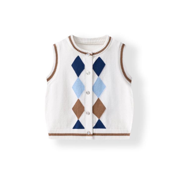 

Spring & Autumn Baby Wool Argyle Sleeveless Vest for Boys & Girls 100 cm